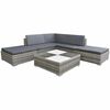 vidaXL Set de sof&aacute;s de jard&iacute;n 6 piezas y cojines rat&aacute;n sint&eacute;tico gris