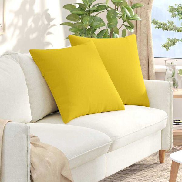 vidaXL Cojines de sof&aacute; 2 pcs Amarillo Claro 60 x 60 cm tela