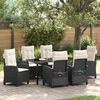 vidaXL Conjunto de Comedor de Jard&iacute;n 7 pcs Negro rat&aacute;n sint&eacute;tico