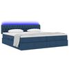 vidaXL Cama con almacenamiento y LED con LED Azul 200 x 200 cm tela