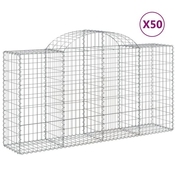 vidaXL Cestas de gaviones 50 uds forma de arco hierro 200x50x100/120cm