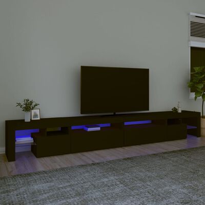 vidaXL Mueble de TV con luces LED negro 290x36,5x40 cm