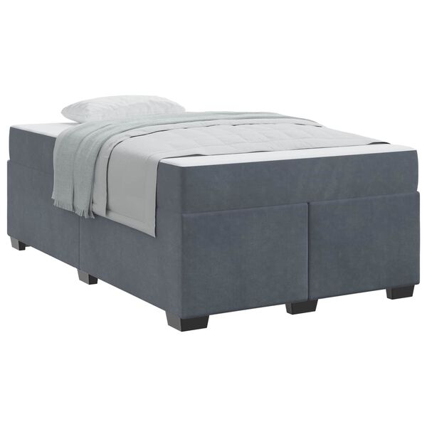 vidaXL Estructura de cama con colch&oacute;n Gris oscuro 120 x 200 cm tela