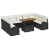 vidaXL Conjunto de sof&aacute; de jard&iacute;n 10 uds. Negro y crema