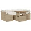 vidaXL Conjunto de sof&aacute; de jard&iacute;n 7 pcs Beige Polirat&aacute;n
