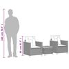 vidaXL Mesita y sillas con cojines 3 pzas ratán PE madera acacia gris