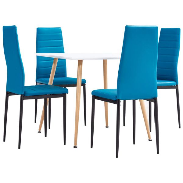 vidaXL Juego de comedor 5 piezas cuero sint&eacute;tico azul mar