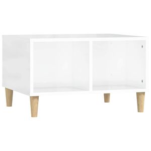 vidaXL Mesa de centro madera contrachapada blanco brillo 60x50x36,5 cm