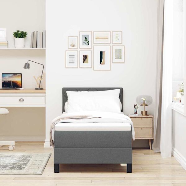 vidaXL Cama tipo Box Spring con colch&oacute;n Gris oscuro 80 x 200 cm tela