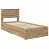 vidaXL Estructura de cama con cabecera Roble artesanal 90 x 200 cm