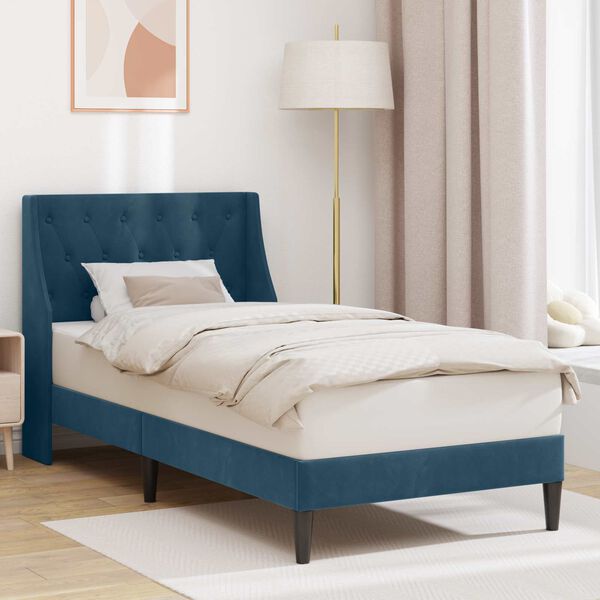 vidaXL Estructura de cama con cabecera Azul 80 x 200 cm Terciopelo