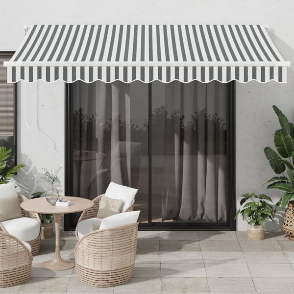 vidaXL Toldo retr&aacute;ctil autom&aacute;tico luz LED antracita blanco 350x250 cm