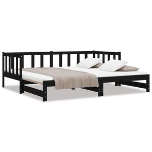 vidaXL Sof&aacute; cama extra&iacute;ble sin colch&oacute;n negro 2x(90x190) cm