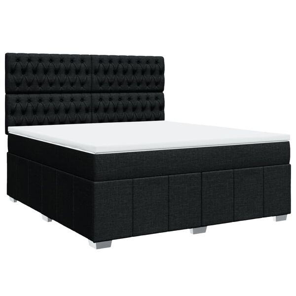 vidaXL Cama box spring con colch&oacute;n tela negro 180x200 cm