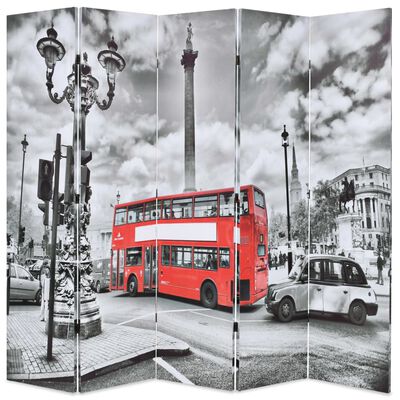 vidaXL Biombo divisor plegable 200x170 cm bus Londres blanco y negro