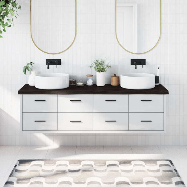 vidaXL Encimera de ba&ntilde;o madera tratada marr&oacute;n oscuro 180x50x(2-6) cm