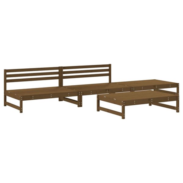 vidaXL Juego de muebles jardín 4 pzas madera maciza pino marrón miel