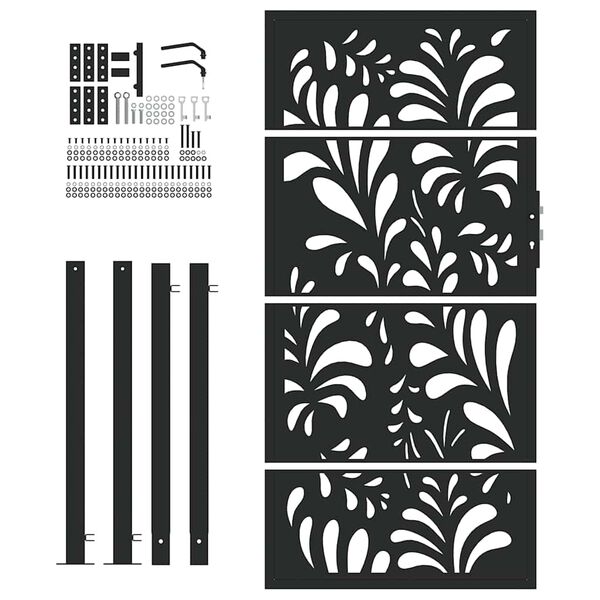 vidaXL Puerta de jard&iacute;n negra 100x175 cm dise&ntilde;o ondulado de acero
