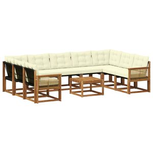 vidaXL Conjunto de sof&aacute;s de exterior con coj&iacute;n 10 pcs Natural y Crema