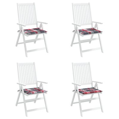 vidaXL Cojines de silla de jardín 4 uds tela a cuadros rojo 50x50x3 cm