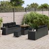 vidaXL Conjunto de sof&aacute; de jard&iacute;n con coj&iacute;n 9 pcs Negro Polirat&aacute;n