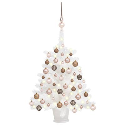 vidaXL Árbol de Navidad preiluminado con luces y bolas blanco 65 cm