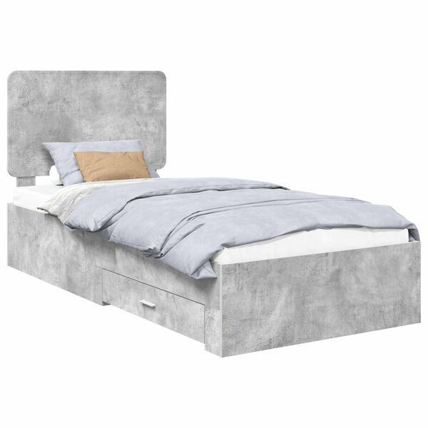 vidaXL Estructura de cama con cabecera Gris Concreto 90 x 190 cm