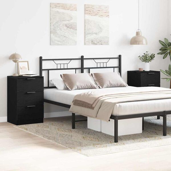 vidaXL Armario de Noche con caj&oacute;n 2 pcs Roble Negro 40 x 65 x 65 cm