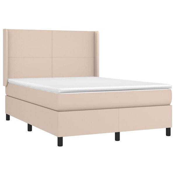 vidaXL Cama box spring con colch&oacute;n cuero sint&eacute;tico capuchino 140x190cm
