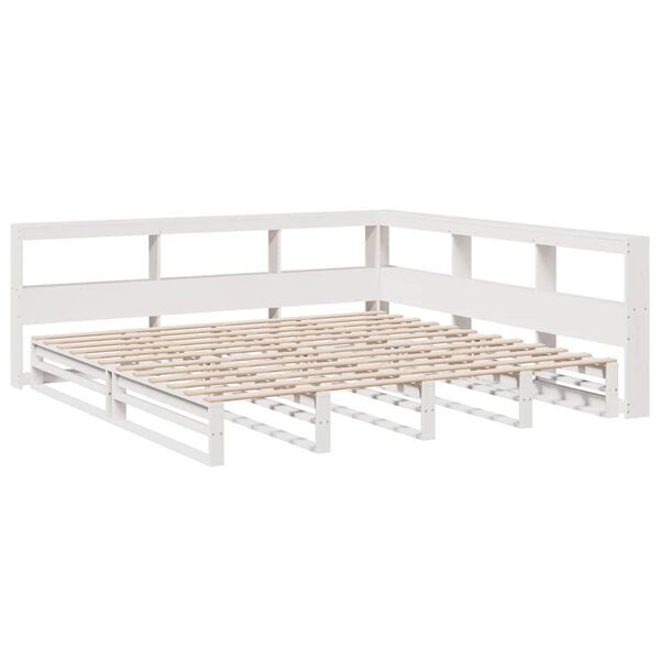 vidaXL Cama con estanter&iacute;a sin colch&oacute;n madera maciza blanca 180x200 cm