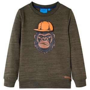 Sudadera infantil caqui oscuro melange 104