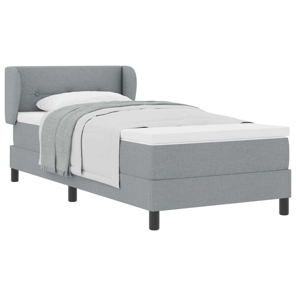 vidaXL Cama tipo Box Spring con colch&oacute;n Gris claro 100 x 200 cm tela