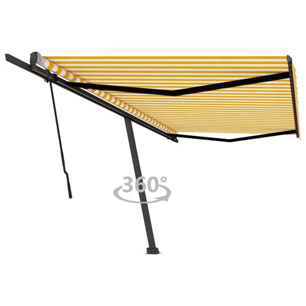 vidaXL Toldo de pie retráctil manual amarillo y blanco 500x350 cm
