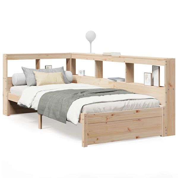 vidaXL Cama con estanter&iacute;a sin colch&oacute;n madera maciza de pino 100x200cm