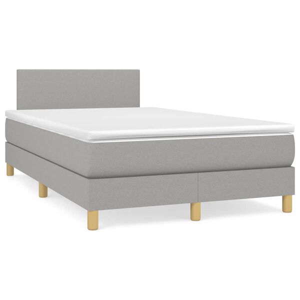 vidaXL Cama box spring con colch&oacute;n y LED tela gris claro 120x190 cm