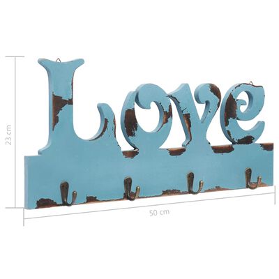 vidaXL Perchero de pared LOVE 50x23 cm