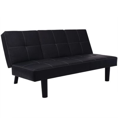 vidaXL Sofá cama con mesa abatible cuero sintético negro