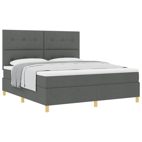 vidaXL Cama tipo Box Spring con colch&oacute;n Gris oscuro 180 x 200 cm tela