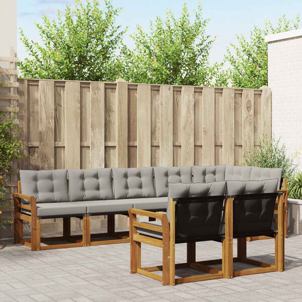 vidaXL Conjunto de sof&aacute;s de exterior 8 pcs Gris Natural y Claro