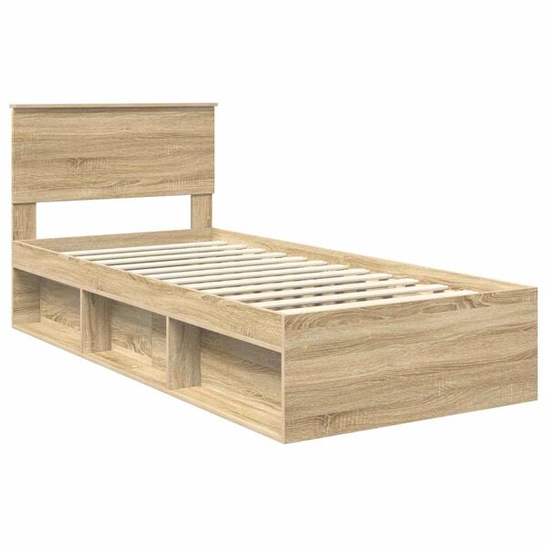 vidaXL Estructura de cama Sonoma 90 x 190 cm Madera de ingenier&iacute;a