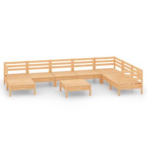 vidaXL Juego de muebles de jard&iacute;n 9 piezas madera maciza de pino