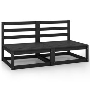 vidaXL Sofá de jardín 2 plazas negro madera maciza de pino