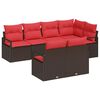 vidaXL Conjunto de sof&aacute;s de jard&iacute;n 7 pcs Marr&oacute;n y Rojo rat&aacute;n sint&eacute;tico