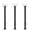 vidaXL Balizas de luz con toma de corriente, 3 unidades, 120 cm, color negro, IP44