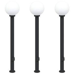 vidaXL Balizas de luz con toma de corriente, 3 unidades, 120 cm, color negro, IP44