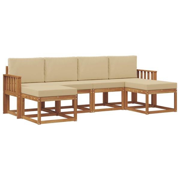 vidaXL Conjunto de sof&aacute;s de exterior con coj&iacute;n 6 pcs Natural y Beige