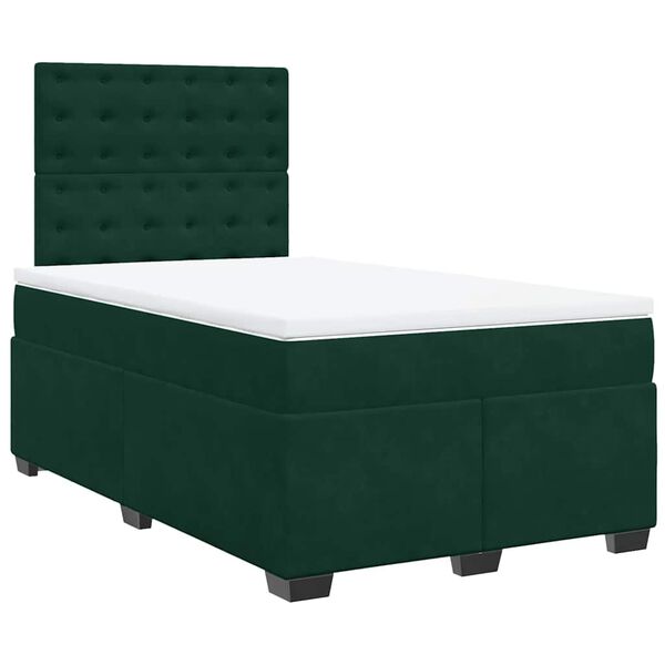 vidaXL Cama box spring con colch&oacute;n terciopelo verde oscuro 120x190 cm