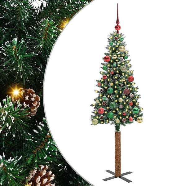 vidaXL &Aacute;rbol de Navidad Delgado con 150 LED con soporte Verde 150 cm
