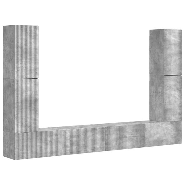 vidaXL Conjunto de mueble de TV 8 pcs Gris Concreto