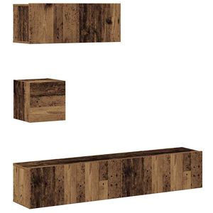 vidaXL Conjunto de mueble de TV 4 piezas montado la pared madera vieja